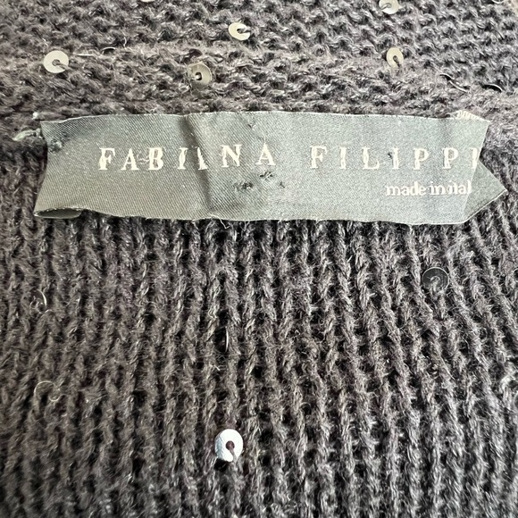 Fabiana Filippe Black Sequin Silk and Cashmere Sweater Size M - Picture 4 of 4